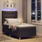 Preview: LED Boxspringbett mit Matratze Dunkelbraun 90x200 cm Stoff