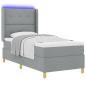 Preview: LED Boxspringbett mit Matratze Hellgrau 100x200 cm Stoff