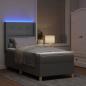 Preview: LED Boxspringbett mit Matratze Hellgrau 100x200 cm Stoff
