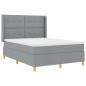 Preview: LED Boxspringbett mit Matratze Hellgrau 140x200 cm Stoff