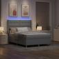 Preview: LED Boxspringbett mit Matratze Hellgrau 140x200 cm Stoff