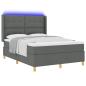 Preview: LED Boxspringbett mit Matratze Dunkelgrau 160x200 cm Stoff