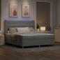 Preview: LED Boxspringbett mit Matratze Hellgrau 180x200 cm Stoff