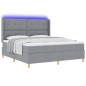 Preview: LED Boxspringbett mit Matratze Hellgrau 180x200 cm Stoff