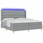 Preview: LED Boxspringbett mit Matratze Hellgrau 200x200 cm Stoff