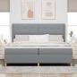 Preview: LED Boxspringbett mit Matratze Hellgrau 200x200 cm Stoff