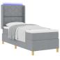 Preview: LED Boxspringbett mit Matratze Hellgrau 80x200 cm Stoff