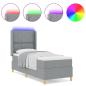 Preview: LED Boxspringbett mit Matratze Hellgrau 80x200 cm Stoff