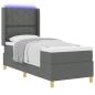 Preview: LED Boxspringbett mit Matratze Dunkelgrau 80x200 cm Stoff
