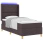 Preview: ARDEBO.de - LED Boxspringbett mit Matratze Dunkelbraun 100x200 cm Stoff