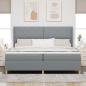 Preview: ARDEBO.de - LED Boxspringbett mit Matratze Hellgrau 200x200 cm Stoff