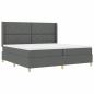 Preview: LED Boxspringbett mit Matratze Dunkelgrau 200x200 cm Stoff