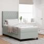 Preview: ARDEBO.de - LED Boxspringbett mit Matratze Hellgrau 90x200 cm Samt