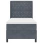 Preview: LED Boxspringbett mit Matratze Dunkelgrau 90x200 cm Samt