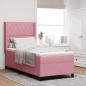 Preview: ARDEBO.de - LED Boxspringbett mit Matratze Rosa 90x200 cm Samt