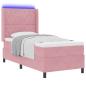 Preview: LED Boxspringbett mit Matratze Rosa 90x200 cm Samt
