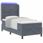 Preview: LED Boxspringbett mit Matratze Dunkelgrau 100x200 cm Samt