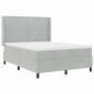 Preview: LED Boxspringbett mit Matratze Hellgrau 140x190 cm Samt