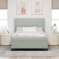 Preview: LED Boxspringbett mit Matratze Hellgrau 140x190 cm Samt