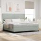 Preview: ARDEBO.de - LED Boxspringbett mit Matratze Hellgrau 200x200 cm Samt