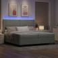 Preview: LED Boxspringbett mit Matratze Hellgrau 200x200 cm Samt