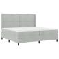 Preview: LED Boxspringbett mit Matratze Hellgrau 200x200 cm Samt