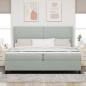 Preview: LED Boxspringbett mit Matratze Hellgrau 200x200 cm Samt