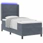 Preview: LED Boxspringbett mit Matratze Dunkelgrau 80x200 cm Samt