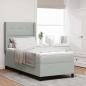 Preview: ARDEBO.de - LED Boxspringbett mit Matratze Hellgrau 100x200 cm Samt