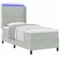 Preview: LED Boxspringbett mit Matratze Hellgrau 100x200 cm Samt