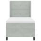 Preview: LED Boxspringbett mit Matratze Hellgrau 100x200 cm Samt
