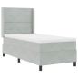 Preview: LED Boxspringbett mit Matratze Hellgrau 100x200 cm Samt