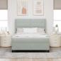 Preview: Boxspringbett mit LED-Lichtleisten Hellgrau 140 x 190 cm Samt
