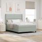Preview: ARDEBO.de - LED Boxspringbett mit Matratze Hellgrau 160x200 cm Samt