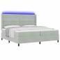Preview: LED Boxspringbett mit Matratze Hellgrau 200x200 cm Samt