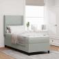 Preview: ARDEBO.de - LED Boxspringbett mit Matratze Hellgrau 80x200 cm Samt