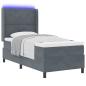 Preview: LED Boxspringbett mit Matratze Dunkelgrau 100x200 cm Samt