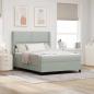 Preview: ARDEBO.de - LED Boxspringbett mit Matratze Hellgrau 140x200 cm Samt