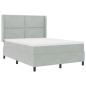 Preview: LED Boxspringbett mit Matratze Hellgrau 140x200 cm Samt