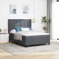 Preview: ARDEBO.de - LED Boxspringbett mit Matratze Dunkelgrau 140x200 cm Samt