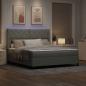 Preview: LED Boxspringbett mit Matratze Hellgrau 180x200 cm Samt