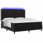 Preview: LED Boxspringbett mit Matratze Schwarz 180x200 cm Samt