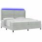 Preview: LED Boxspringbett mit Matratze Hellgrau 200x200 cm Samt