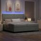 Preview: LED Boxspringbett mit Matratze Hellgrau 200x200 cm Samt