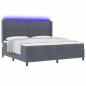 Preview: LED Boxspringbett mit Matratze Dunkelgrau 200x200 cm Samt
