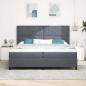 Preview: LED Boxspringbett mit Matratze Dunkelgrau 200x200 cm Samt