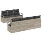 Preview: 8-Teiliges Garten Sofa Set mit Kissen Hellgrau Poly Rattan