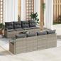 Preview: ARDEBO.de - 9-teiliges Garten-Sofa-Set mit Kissen Hellgrau Poly-Rattan