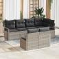 Preview: ARDEBO.de - 7-teiliges Garten-Sofa-Set mit Kissen Hellgrau Poly Rattan
