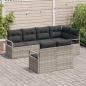 Preview: 7-teiliges Garten-Sofa-Set mit Kissen Hellgrau Poly Rattan